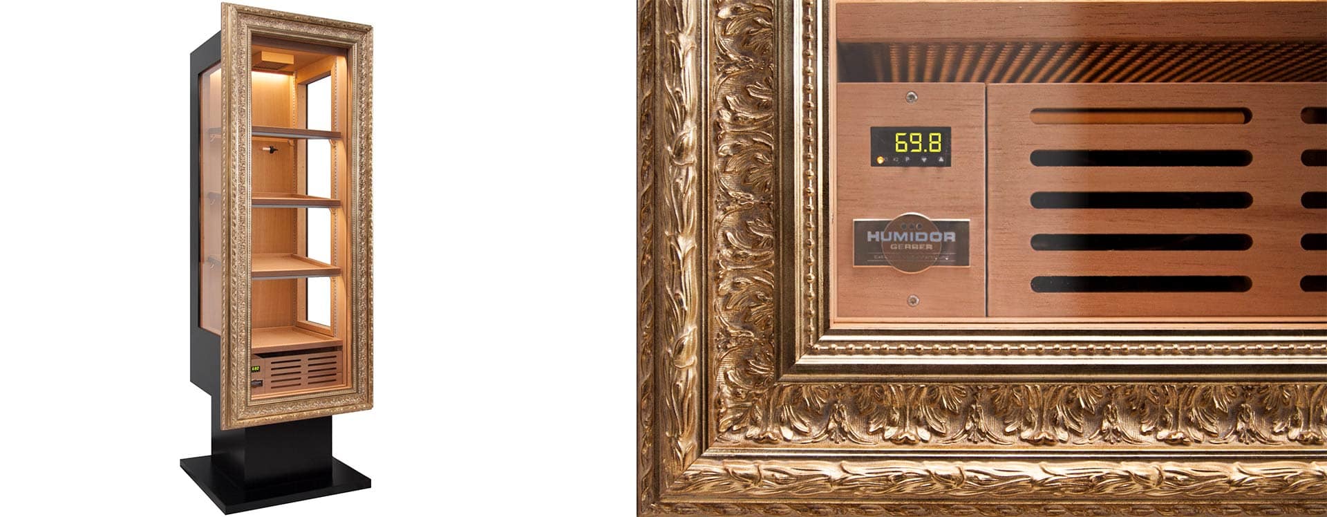 CigarArt mit opulenten Goldrahmen GERBER Humidor